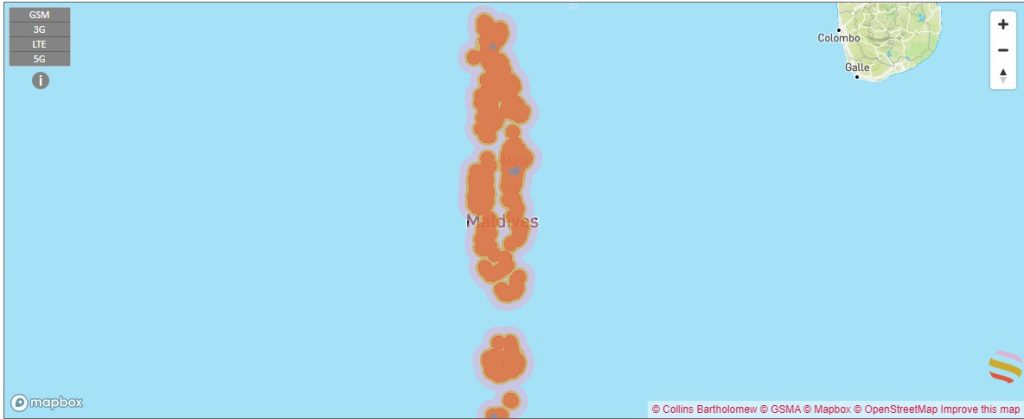 Dhiraagu Coverage map